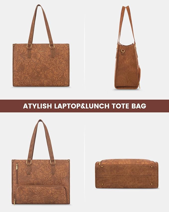 LOVEVOOK Lunch Tote Bag for Women, 17.3 Inch Laptop Bag with Insulated Lunch Compartment, Quilted Large Capacity Computer Handbag with Purse for Business, Work, Nurse, Office, Collage, Casual