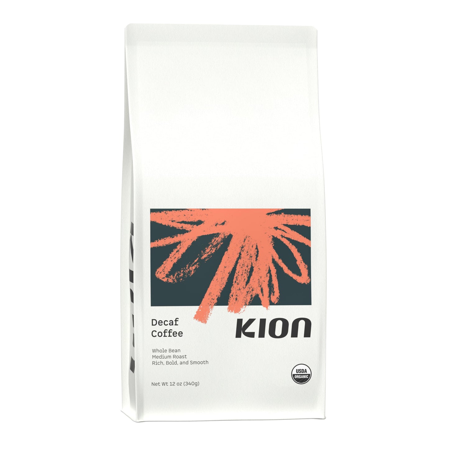 Kion Organic Decaf Whole Bean Coffee Tested for Toxins Ethically Sourced Rich Bold and Smooth Medium Roast 12 Oz (1 Pack)