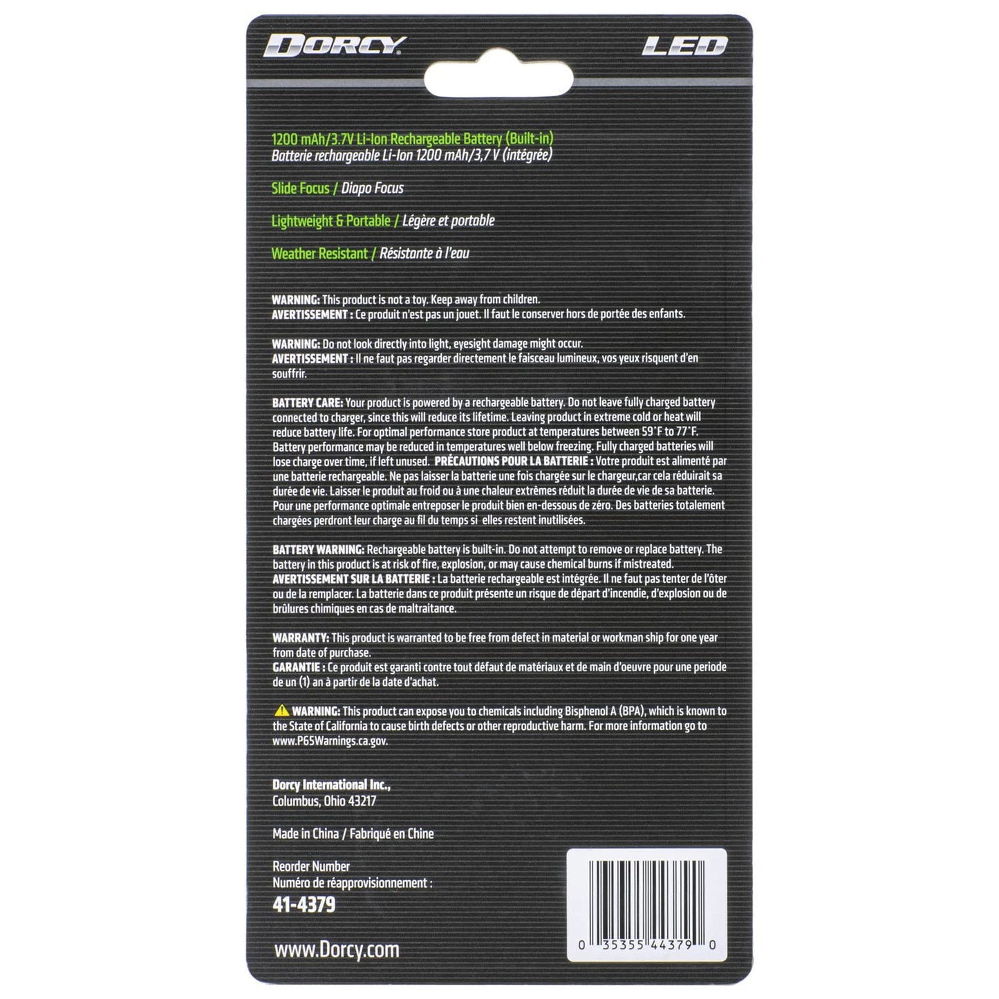 Dorcy 200-Lumen Ultra HD LED Flashlight with Power Bank, Aluminum, Black, Model 41-4379
