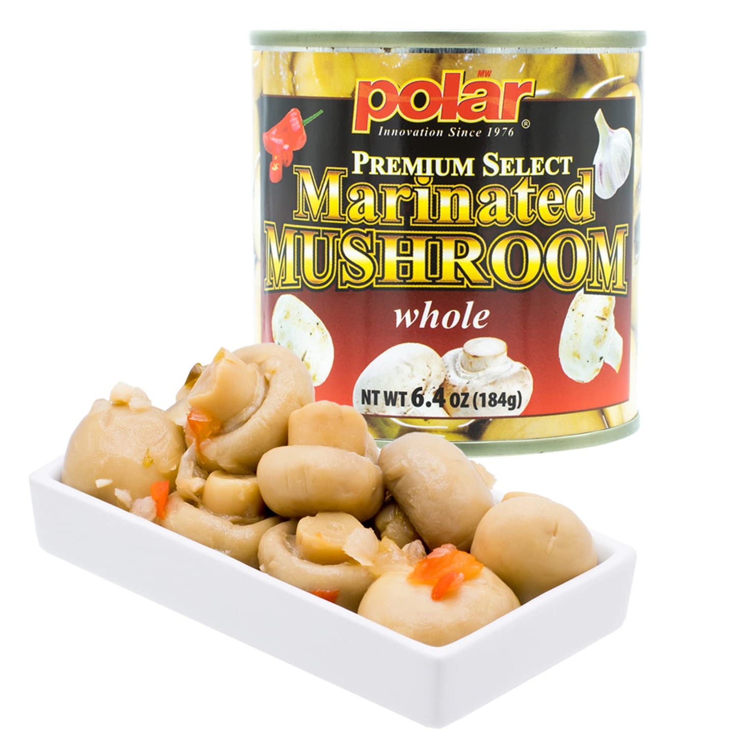 MW Polar enhanced Select Whole Marinated Mushrooms 6.4oz (Pack of 12)
