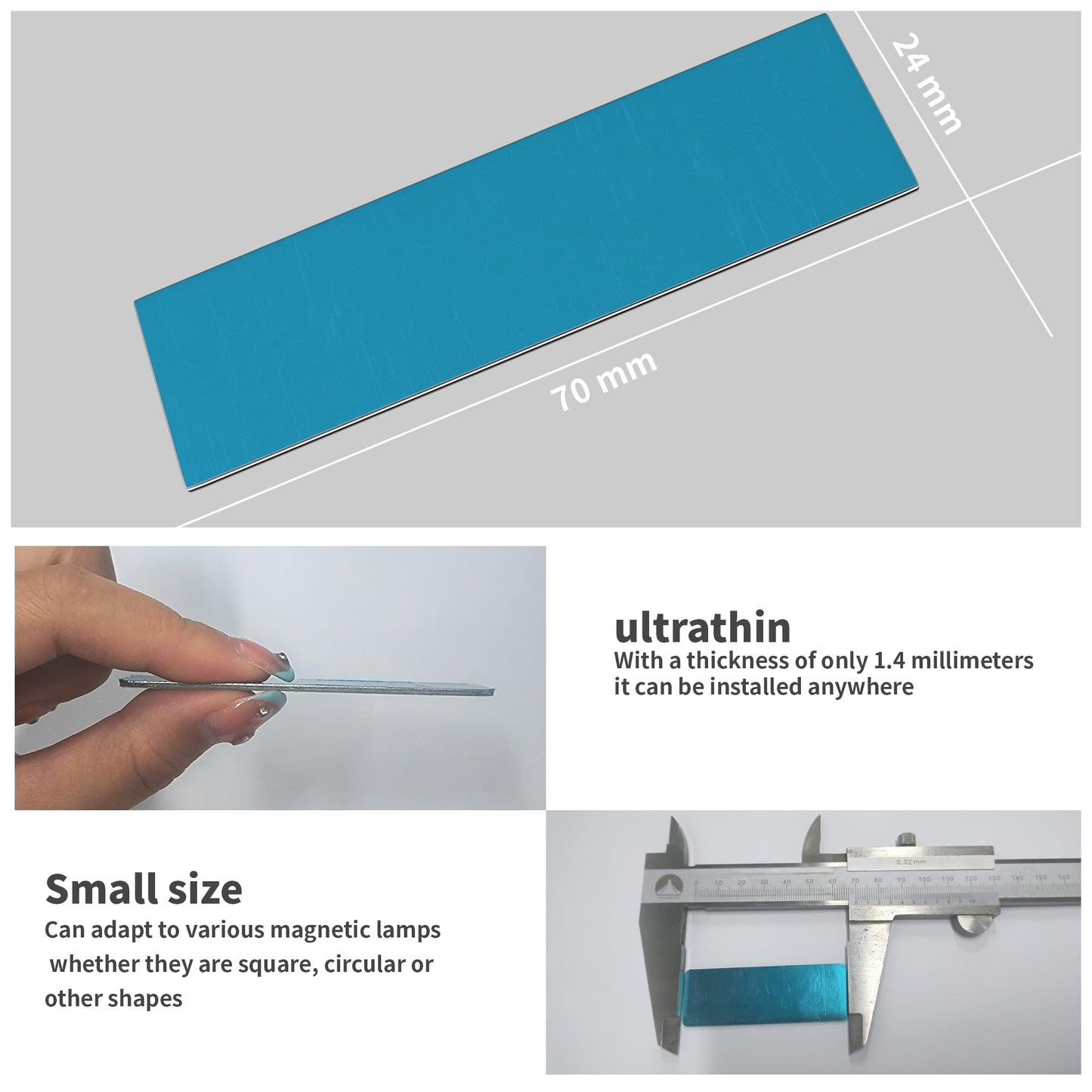 Under Cabinet Lights Magnetic Stickys - Replacement Magnetic Strips With Adhesive Backing For Under Cabinet Lighting Universal Blue Iron Sheet For Cabinet Lighting(Non-Magnetic (Rectangle 8)