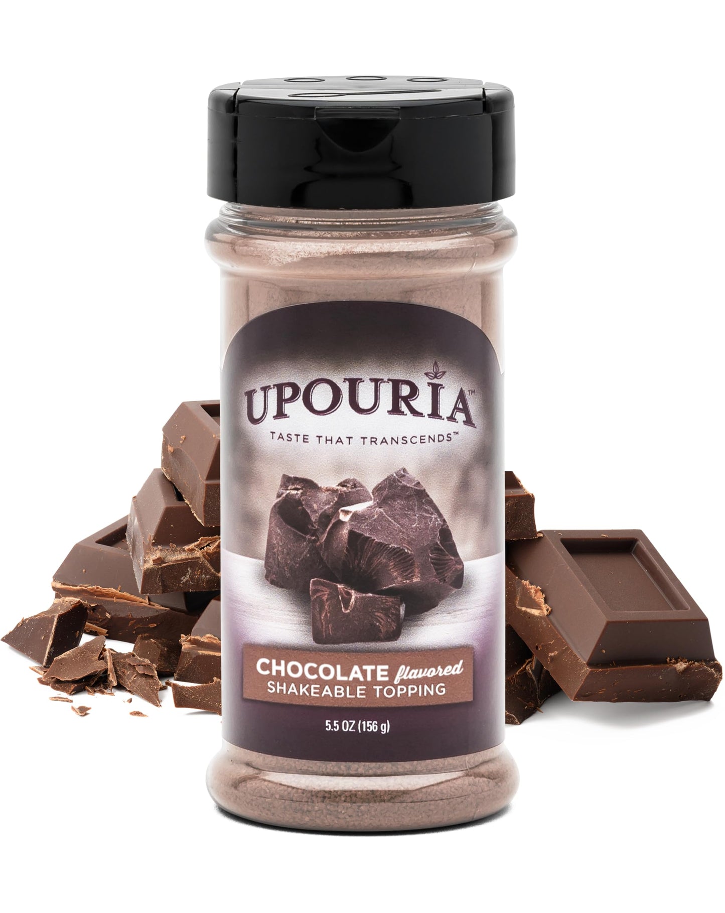 Upouria Chocolate Flavored Shakable Topping for Coffee Lattes Desserts Gourmet Cocoa Taste 5.5oz