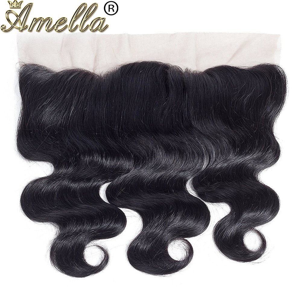 Amella Hair 8A Brazilian Body Wave With Frontal (12 14 16+12 Frontal)100% Unprocessed Brazilian Body Wave Frontal and Bundles Na