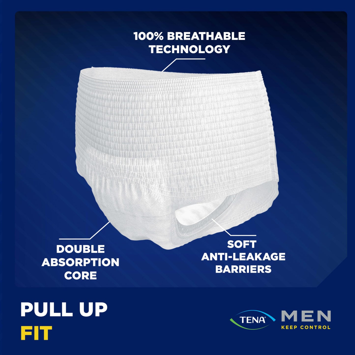 Tena Men Protective Incontinence Underwear Overnight Max Absorbency, L, 56 Count (Waist Size 34in-44in)