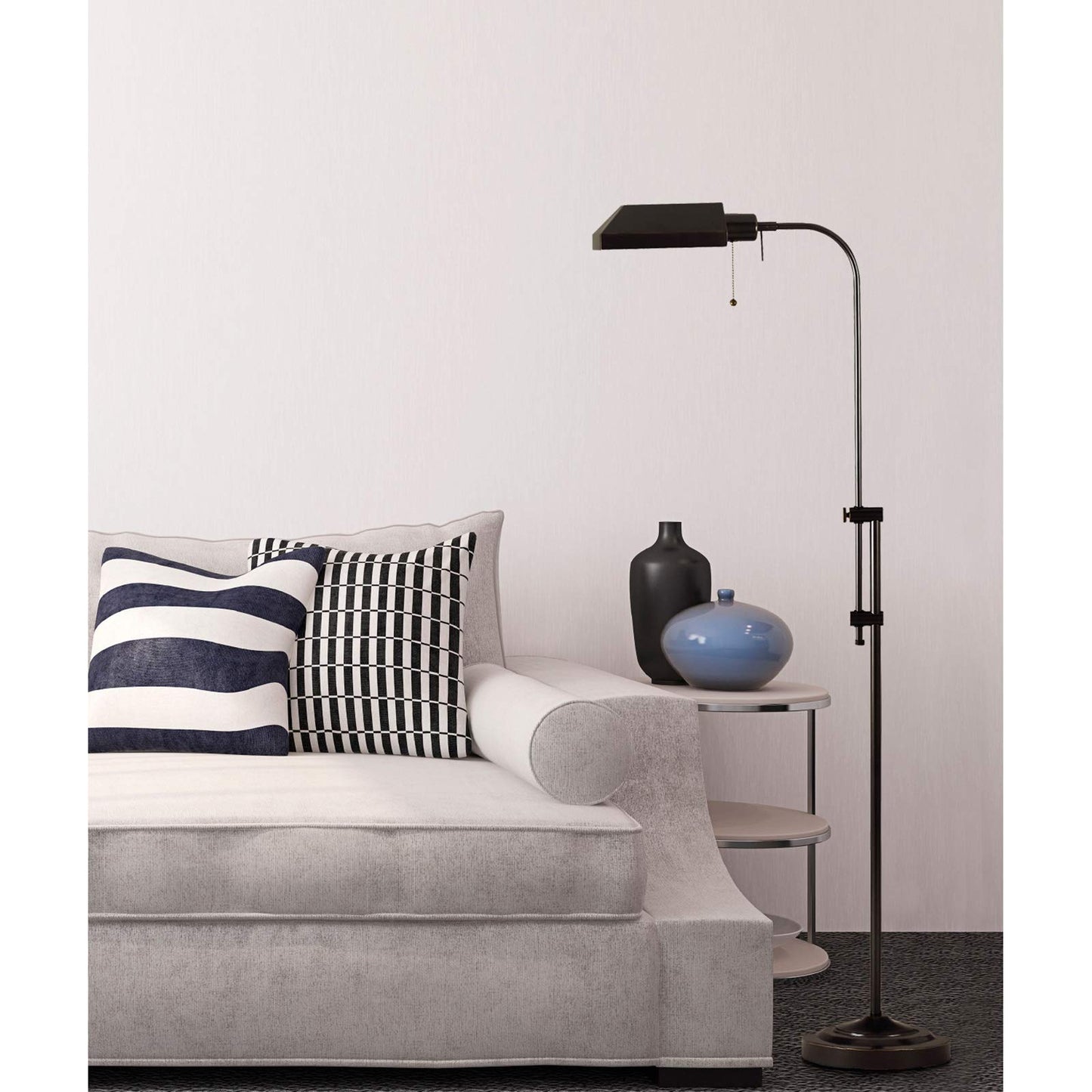 Cal One Light Floor Lamp-12.6 Inches Wide By 5.8 Inches High-Brushed Steel Finish