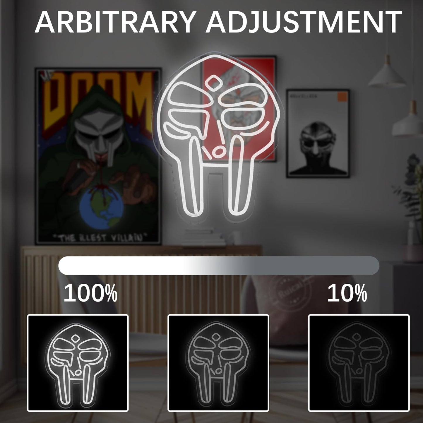 Fuendkf Mf Doom Mask Neon Signs For Wall Decor Dimmable Gladiator protective covering Mask Neon Lights Usb Power Music And Rap Lovers Neon Lights For Hip Hop Fans Best Gifts Man Cave Music Bar And Bedroom