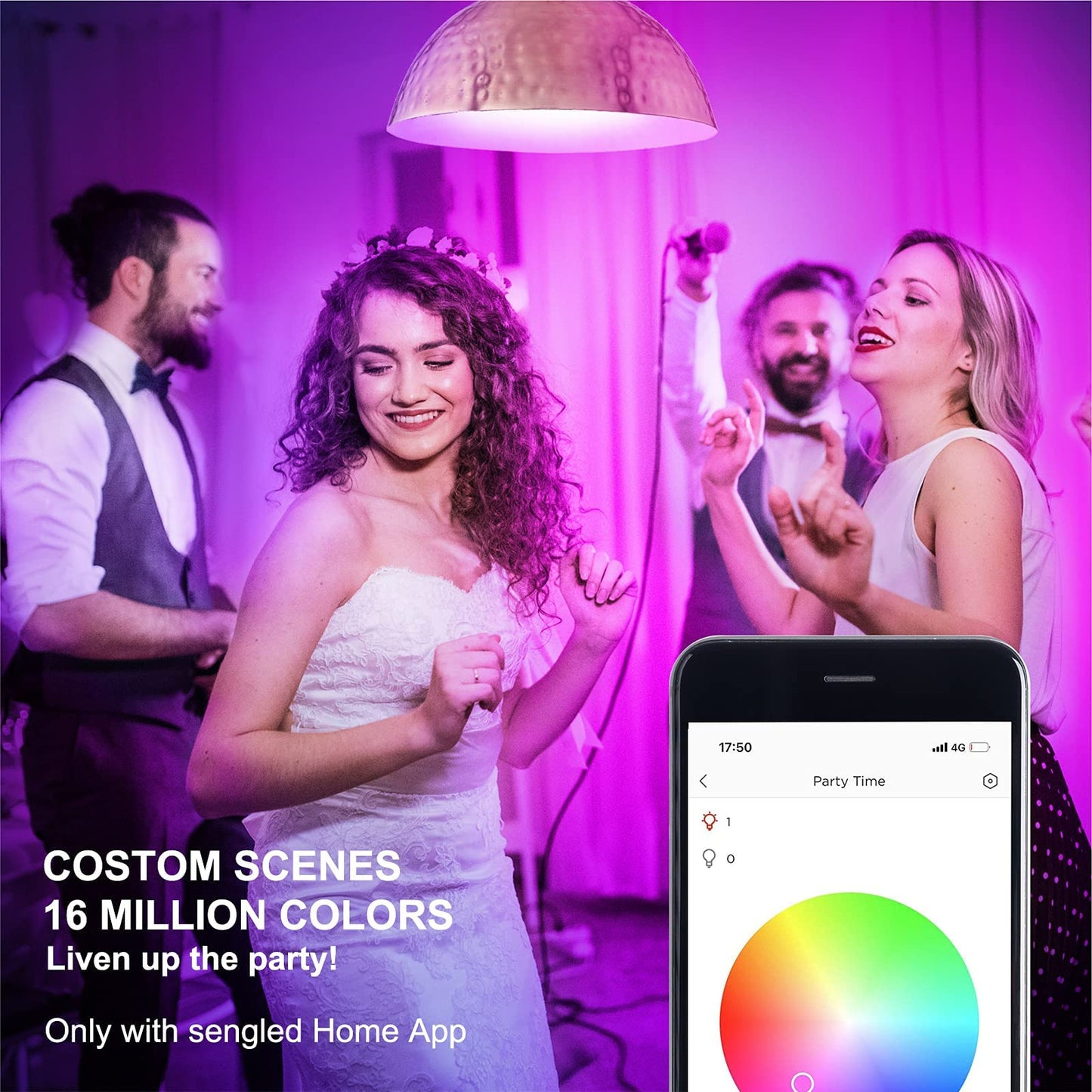 Sengled Smart Bulb A19 RGB LED Light Bulbs, 60W Equivalent, Multi-colored, 2 Pack, Works with Alexa & Google Assistant