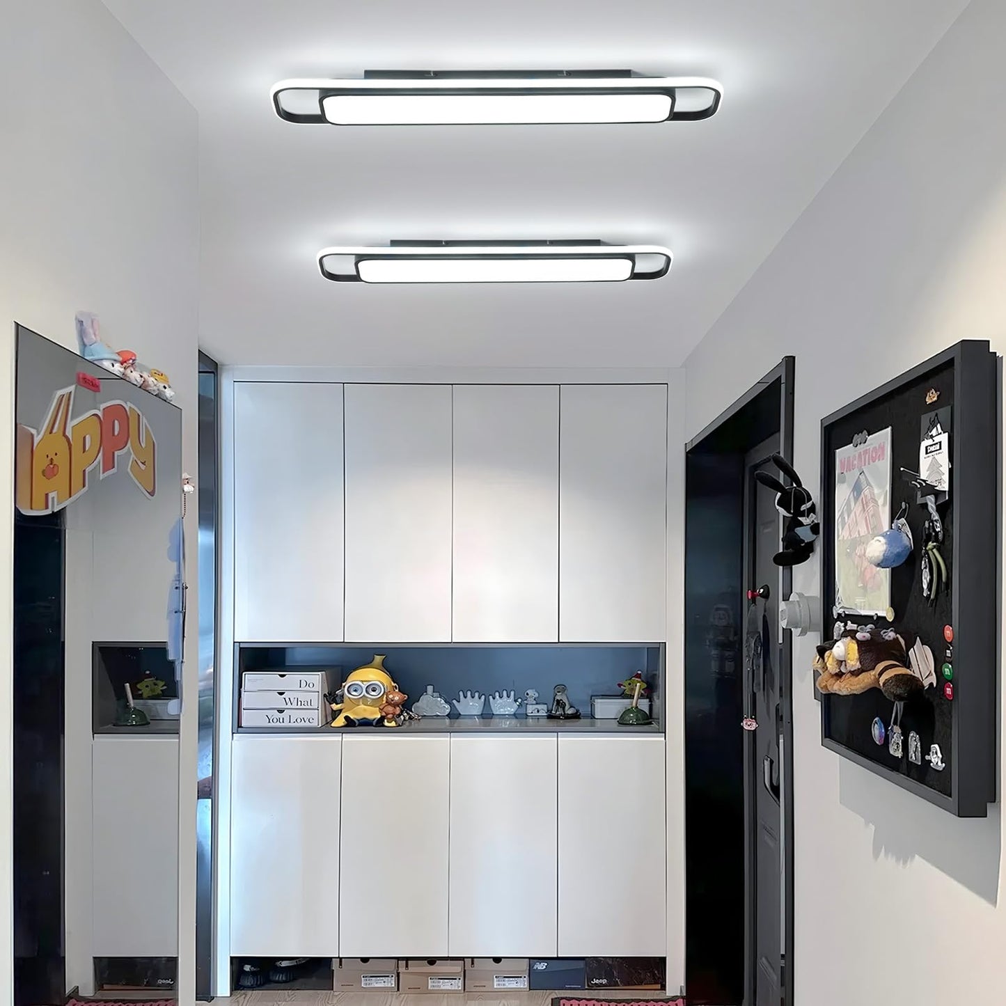 Oranoor Modern Led Ceiling Lighting 70W 6000K Black Linear Flush Mount Light Fixture 39.4 Low Profile Lights Fixture Long Led Ceiling Lamp For Kitchen Bedroom Living Room Hallway (Cool White)