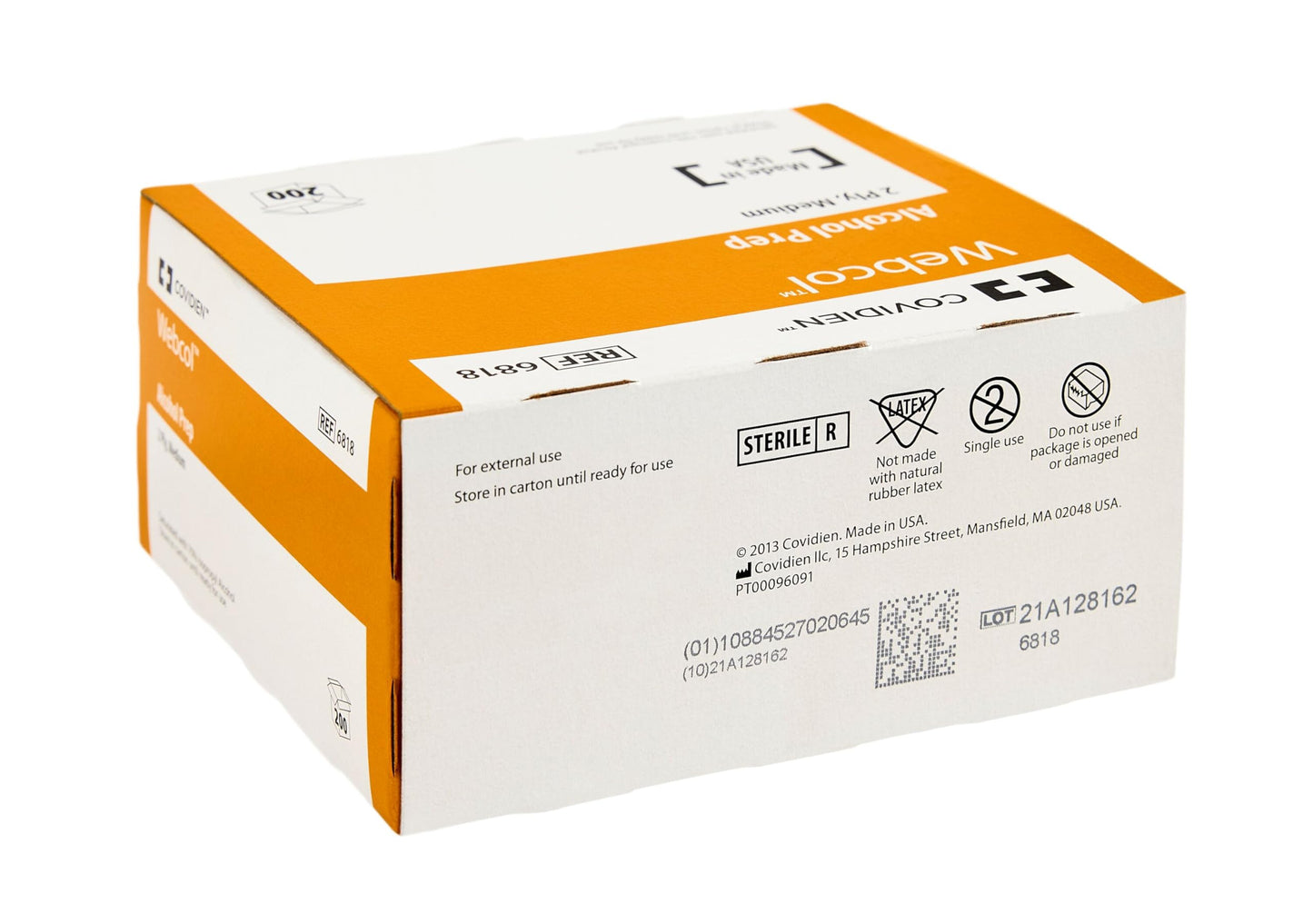 Webcol™ Alcohol Prep Pads, Medium, 2 Ply, 1 Carton of 200 Pads