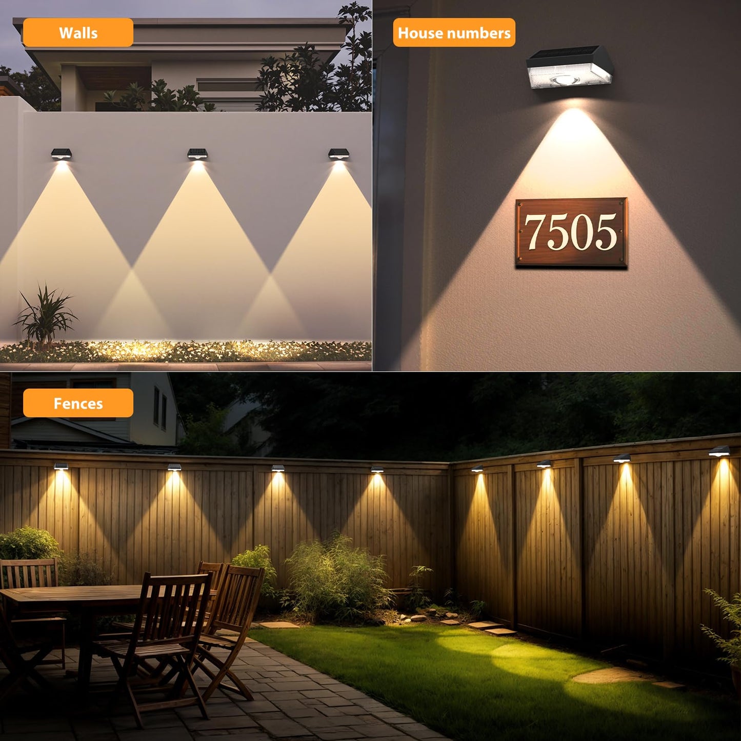 Ugdluck Solar Fence Lights 9 Lighting Modes & Color Changing Mode Ip65 Waterproof Outdoor Solar Deck Lights For Outside/Patio/Backyard/Wall/Pool/Fence/Railing/Step(8Pack)