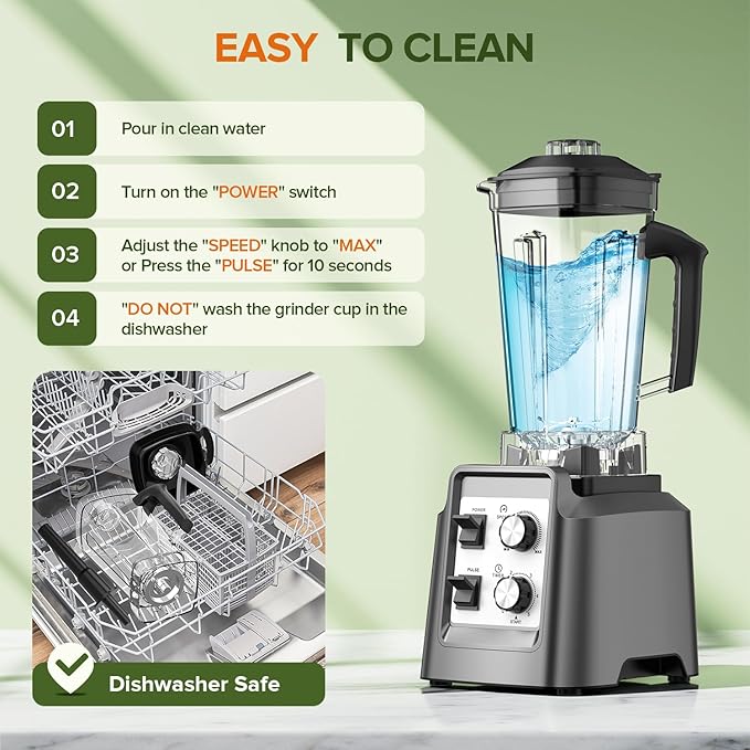 Blender for Smoothies - Blenders for Kitchen with 68Oz. Pitcher & 20Oz. Grinder, Smoothie Blender for Ice Crushing, Frozen Fruit, 28000 RPM