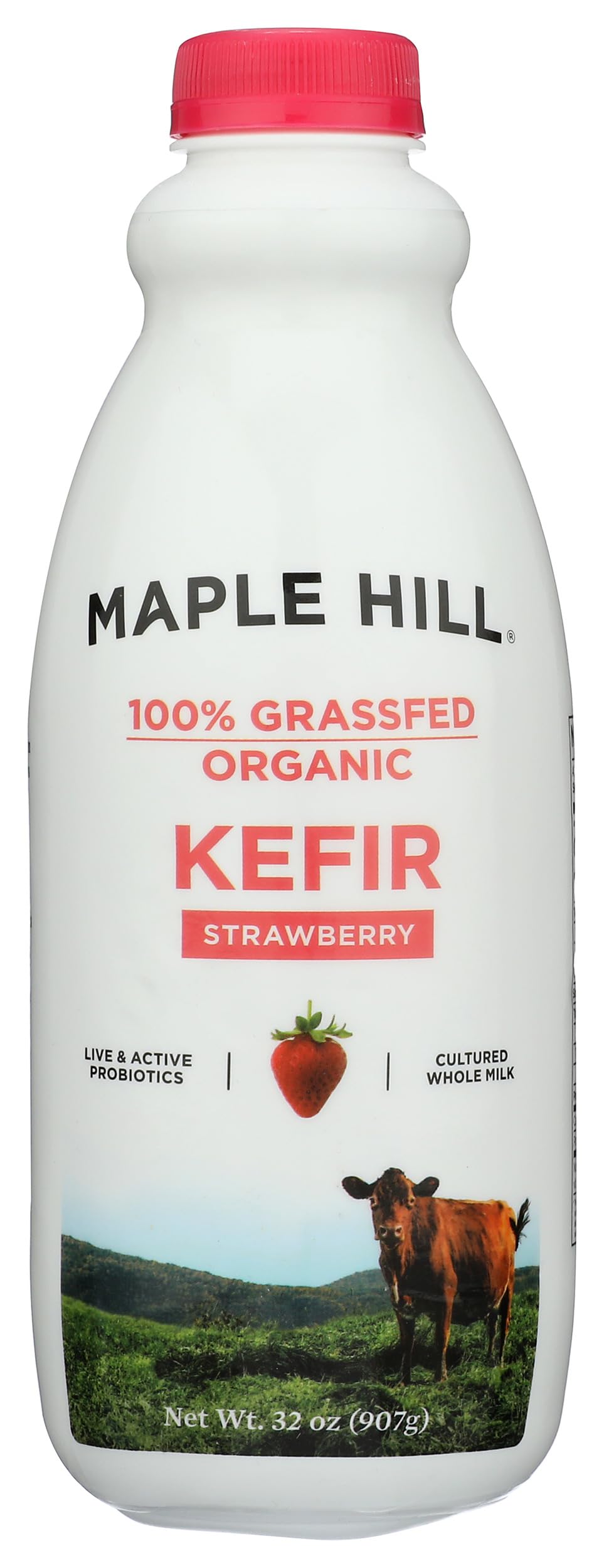 Maple Hill Creamery, 100% Grass Fed Organic Kefir, Strawberry, 32 oz