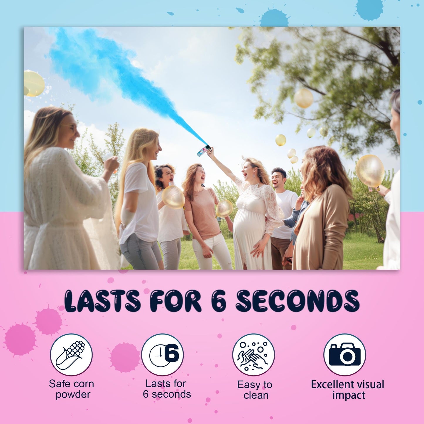 POPUPARTY Gender Reveal Fire Extinguisher Color Blasters, 1 Pink Blaster, 1 Blue Blaster for Baby Boy or Girl Gender Reveal Party