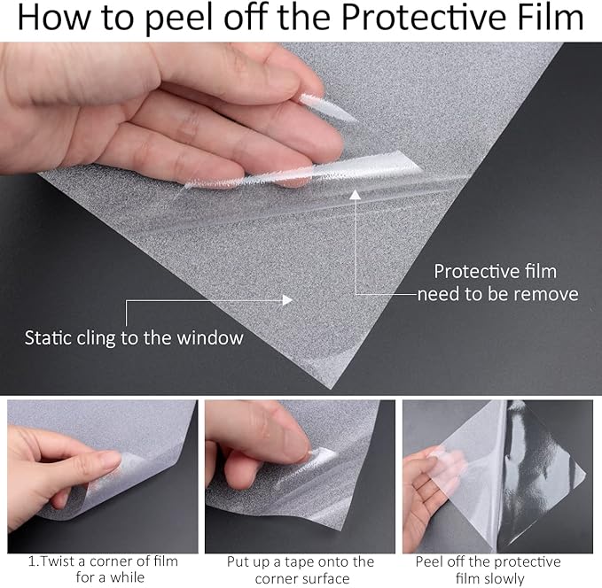 HIDBEA Frosted Window Privacy Film Heat Control UV Blocking, Static Cling Non-Adhesive Reusable Door coverings for Bathroom Home Office (Frosted 45.2 Inch x 19.6 Feet)