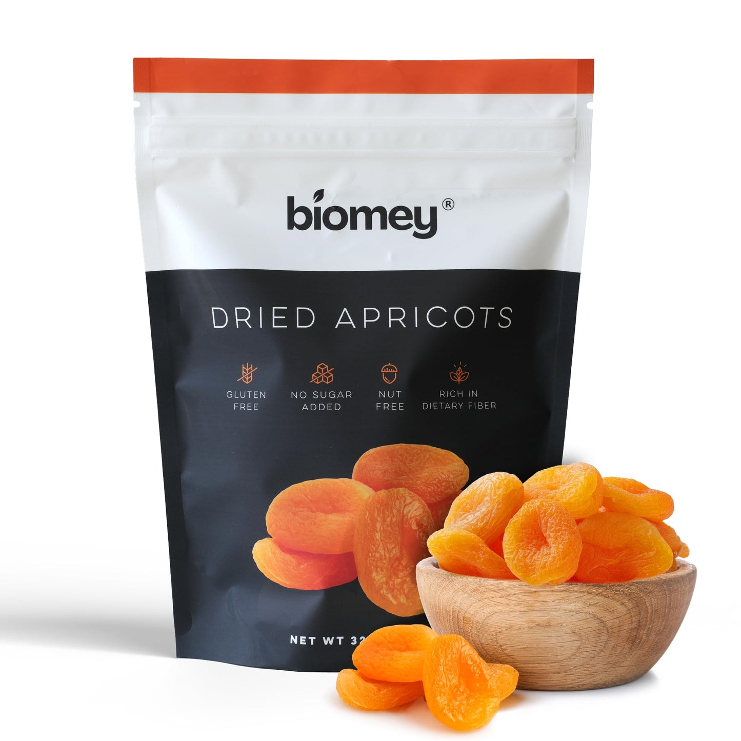 Biomey Big Size Dried Turkish Apricots 2 LB - No Added Sugar - Vegan - Non-GMO - Superfood Healthy Snack - Great Source of Potassium & Fiber - Gluten Free Kosher and Vegan