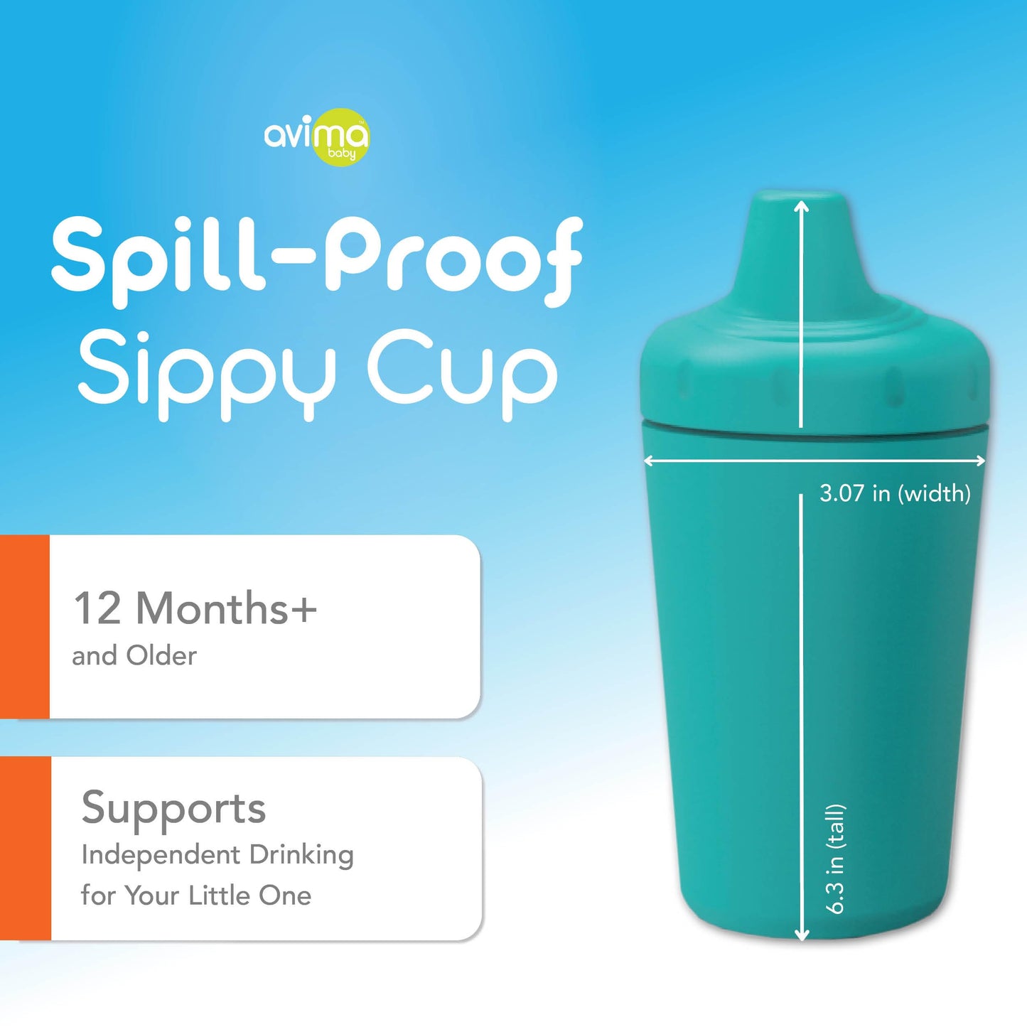Avima Spill Proof Sippy Cups for Toddlers 1-3 Years - Bite Resistant & BPA Free Training Toddler Cups for Boys & Girls, 10 Oz, 4 Pack Set - Neutral Blue