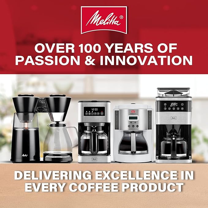 Melitta Vision 10-Cup Drip Coffee Maker, Automatic and Programmable, 96oz Capacity with 5-Pack Coffee Filters | White