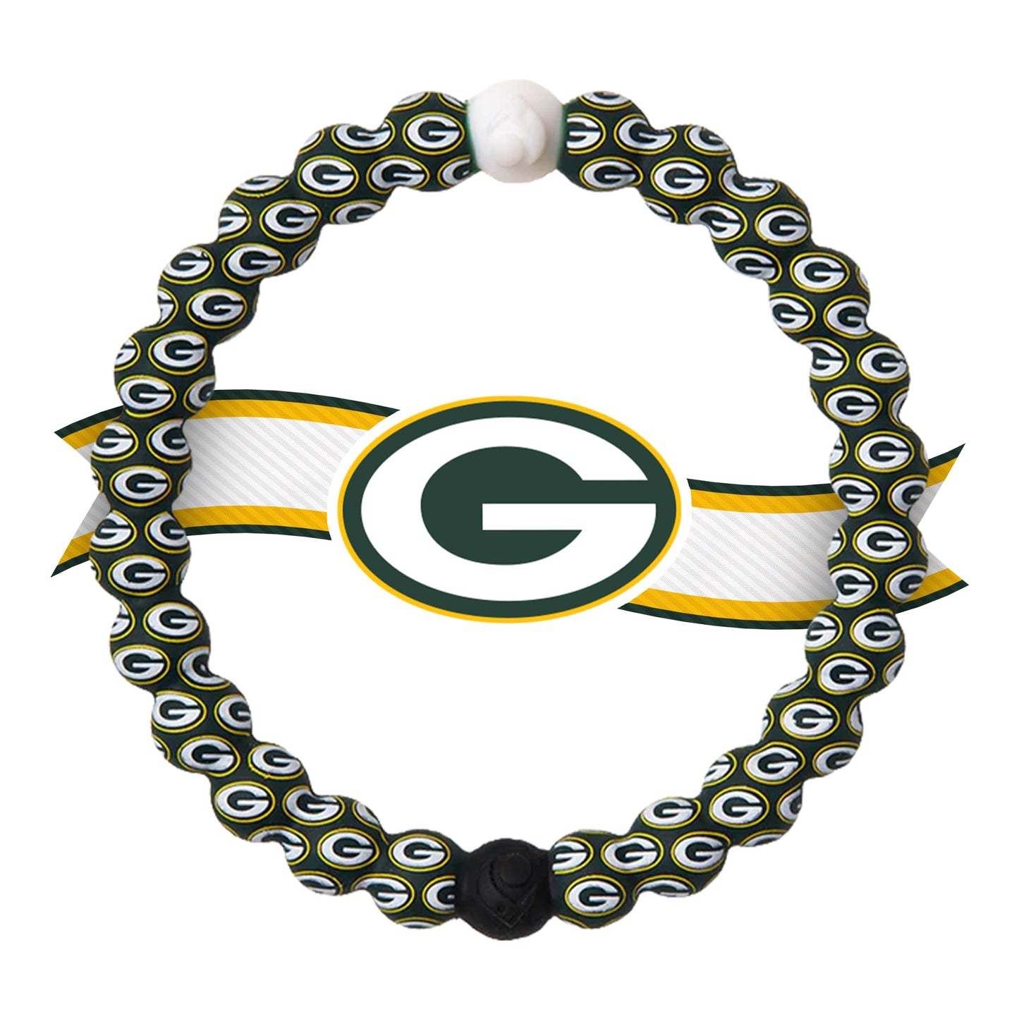Lokai Silicone Beaded Bracelet for Men & Women, NFL Football Collection - Green Bay Packers, Green Logo, Large - Silicone Jewelr