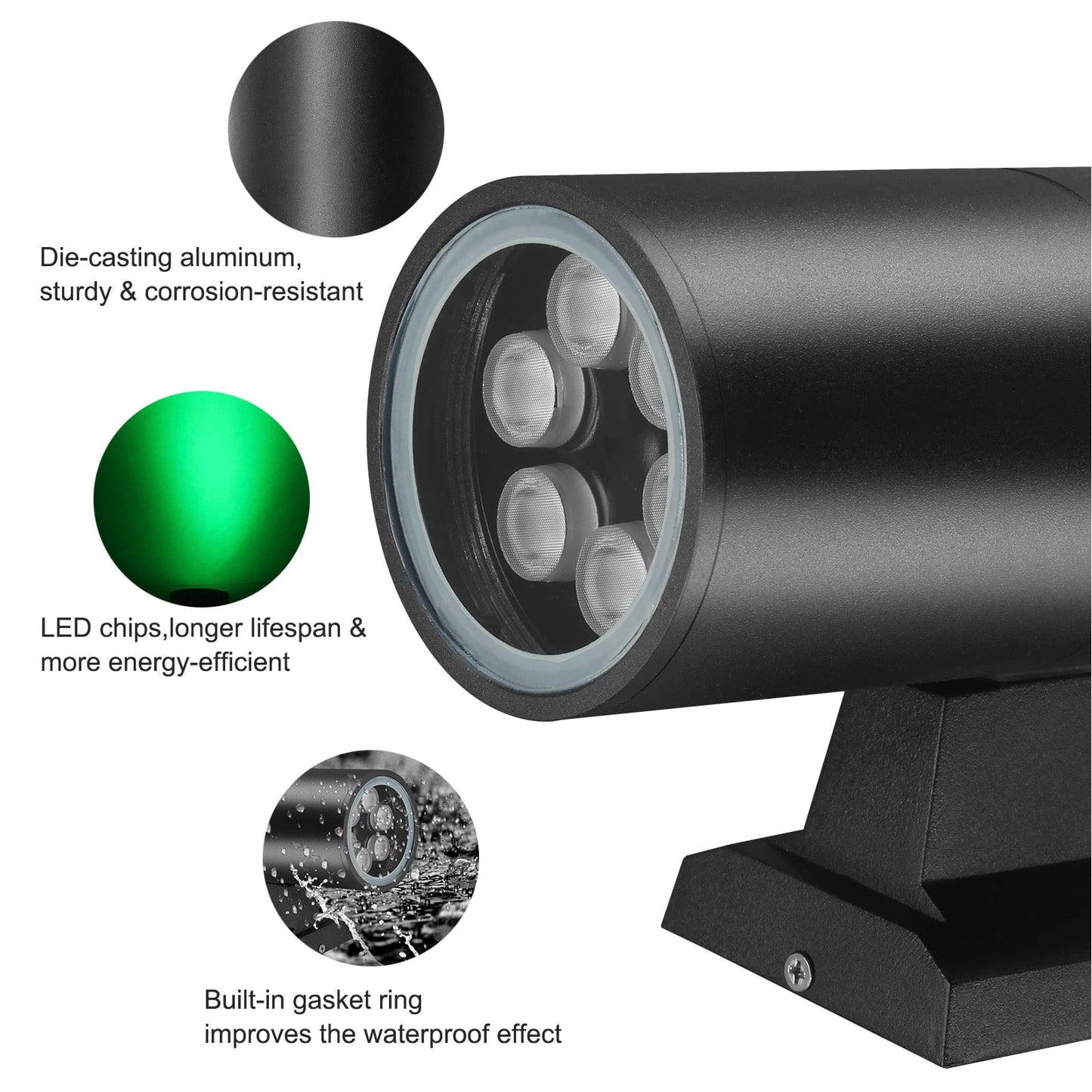 Yasotek RGBW Outdoor Wall Lights, IP65 Waterproof, 48W LED Landscape Lighting, RF Remote Control, Aluminum, 1 Pack