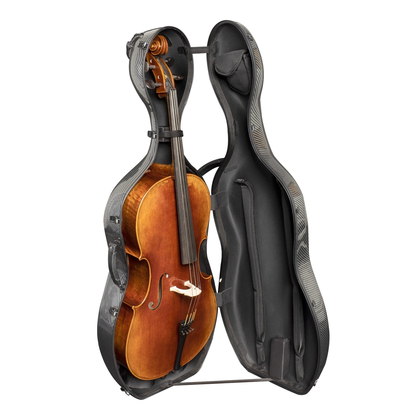 MI&VI Forte Series Hard Cello Case (Full Size) with Wheels ā Polycarbonate Tough Shell Case for 4/4 Sized Cellos (Silver)
