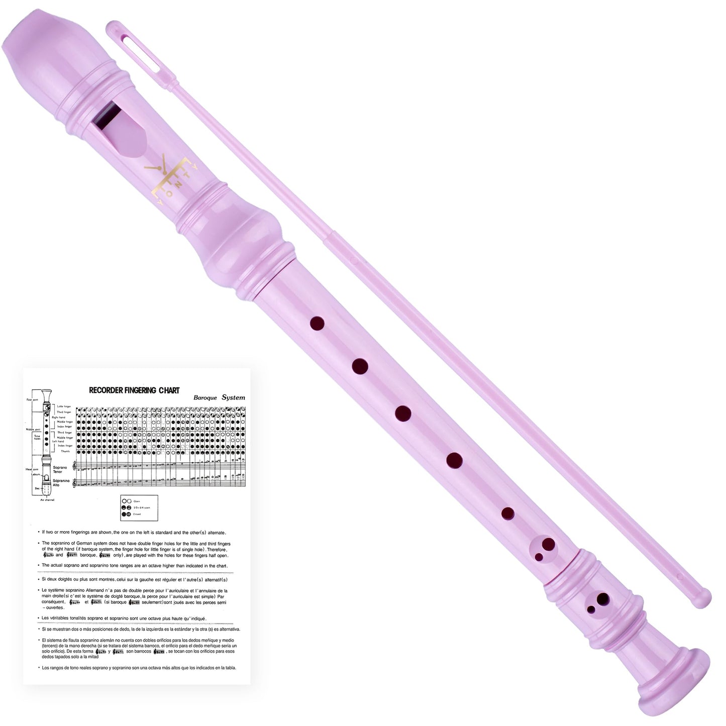 YONTY Soprano Recorder 8-Hole Instrument for Kids Beginners, German Style C Key Kids Flute with Cleaning Rod & Case Bag for Scho