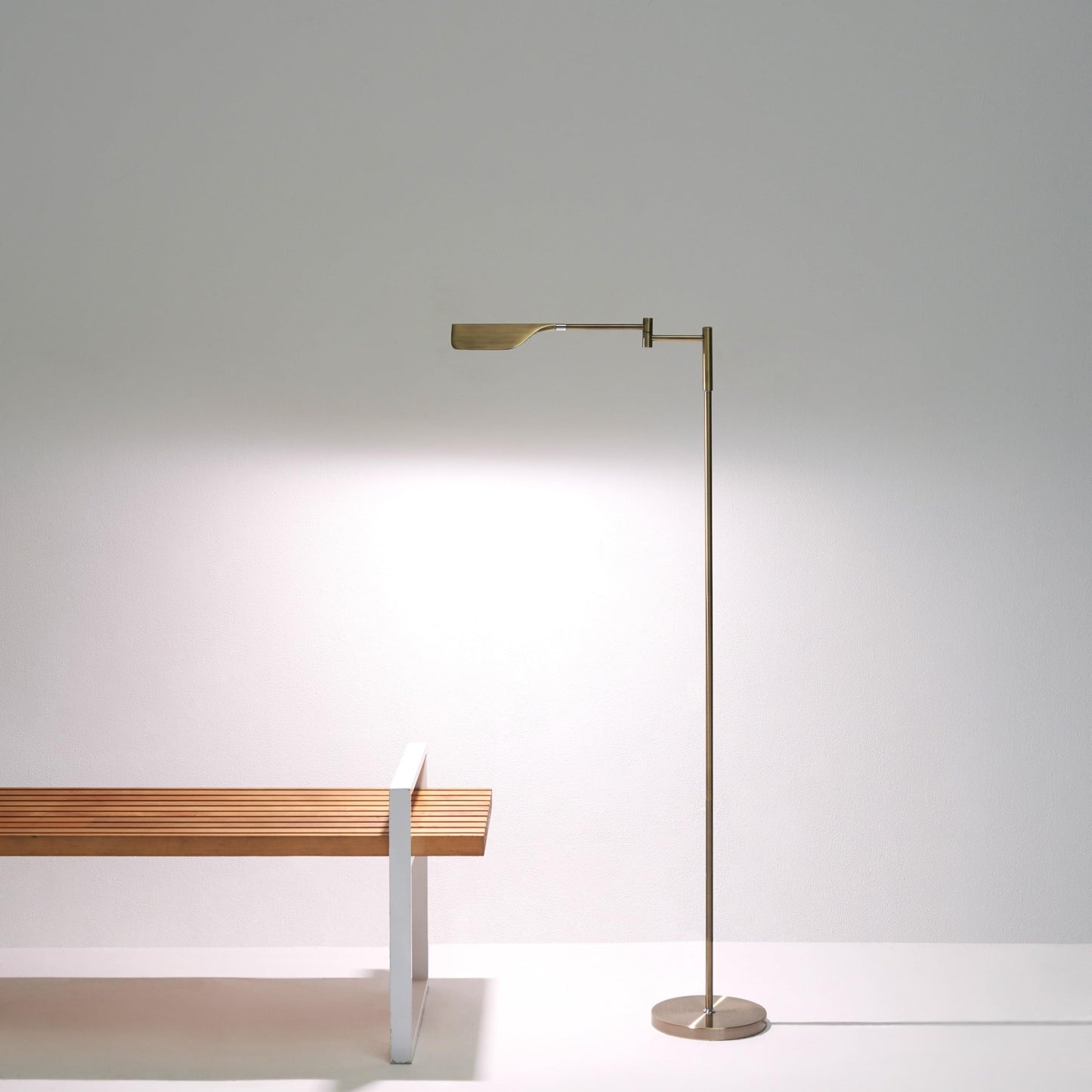 Brightech Leaf Led Reading Lamp - Dimmable Floor Lamp, Adjustable Height, Antique Brass, Perfect For Living Rooms & Offices, Model 211179Ab