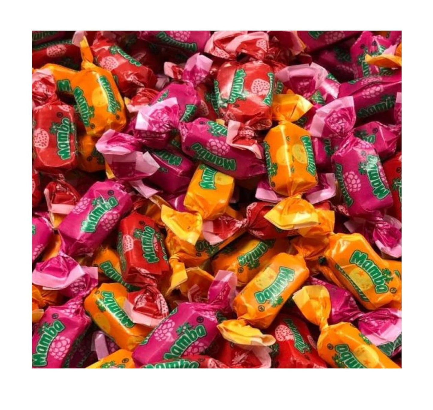 Mamba Fruit Chews - 2 lbs of Candy Individually Wrapped - Enjoy the Delicious Flavors of Strawberry Orange and Raspberry Stock up and Share