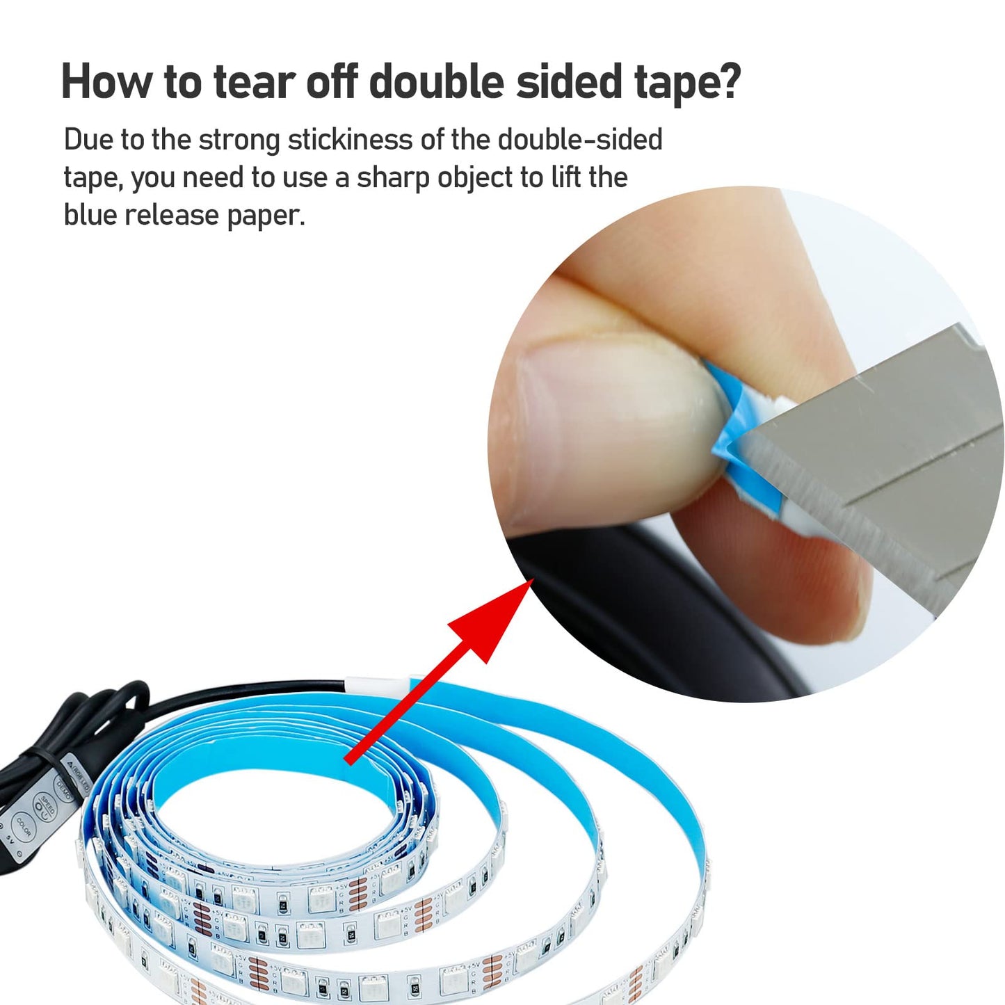 KXZM 5V USB RGB LED Strip Light 13.2ft (2 x 6.6ft) 240 LEDs Dimmable 19 Modes IP20
