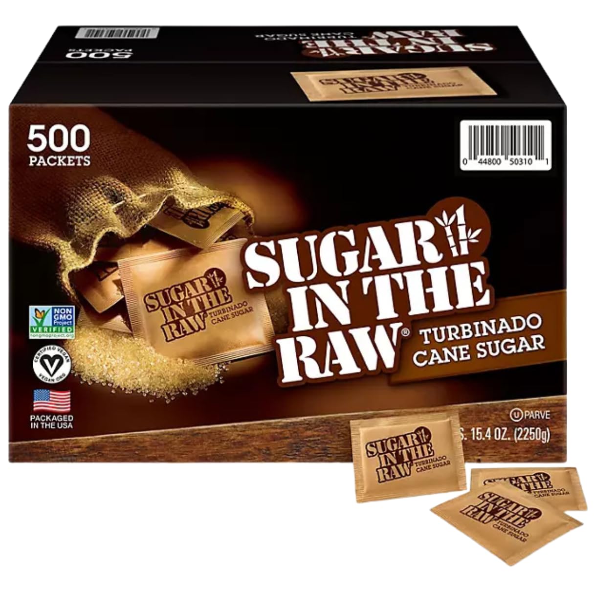 Organic Sugar in The Raw Raw Sugar Packets Natural Sweetener 500 Count Bulk Pack