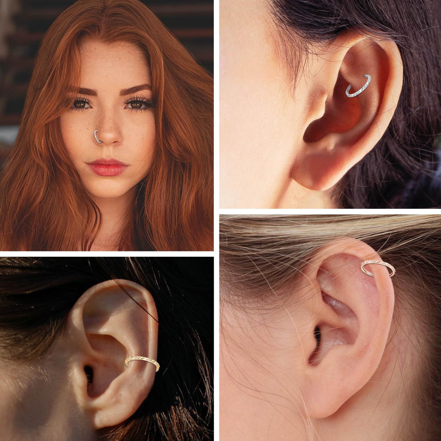 16G Conch Daith Helix Rook Orbital Tragus Piercing Jewelry Silver Septum Daith Ear Conch Jewelry CZ Nose Ring Cartilage Conch Ea