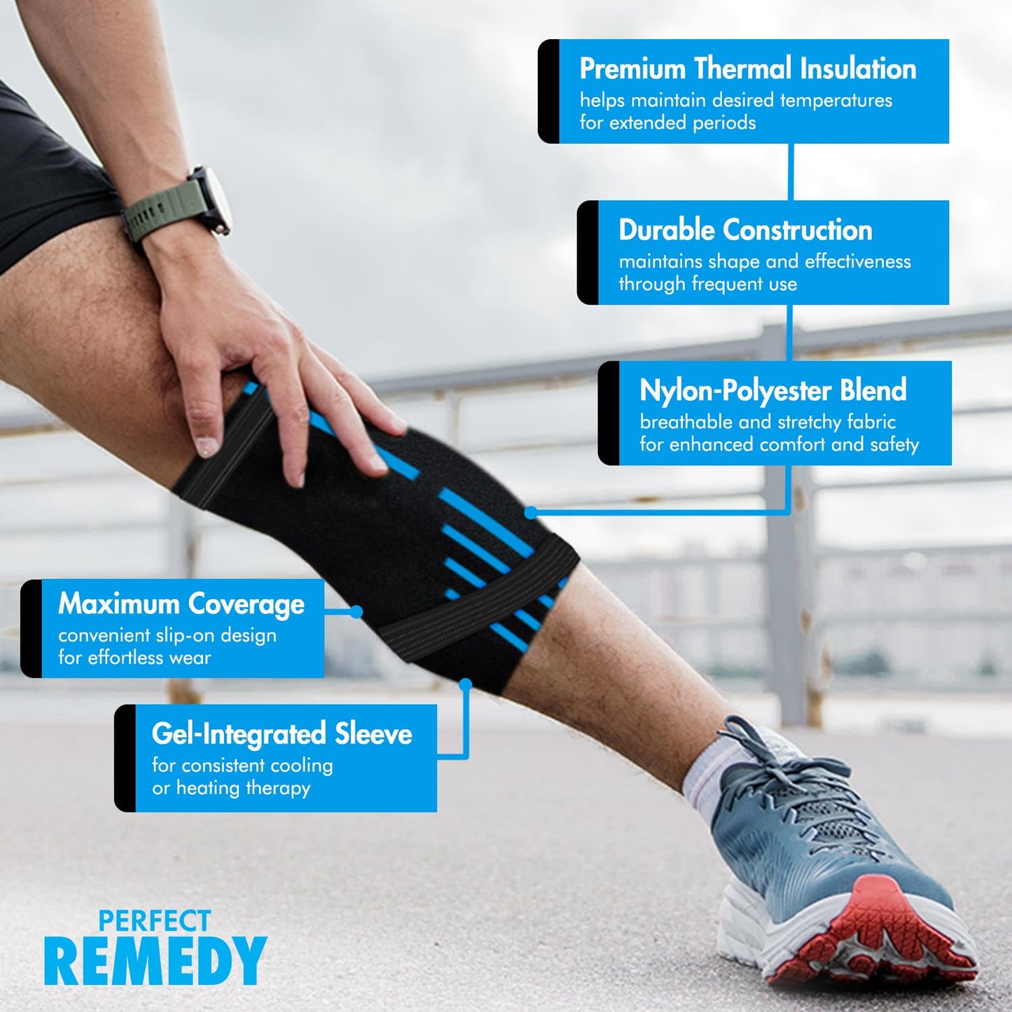 Perfect Remedy Freeze Sleeve - Hot & Cold Arm Ice Pack Wrap Compression - Tennis Elbow Cold Pack Compression for Support in Injuries - Ice Sleeve for Knee, Elbow (Large-X Large)