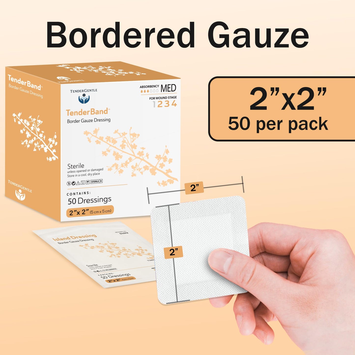 Island Dressing Bordered Gauze 2x2-50 Gauze Bandages for Wound Protection - Good for Hospitals, Medical Facilities, First Aid Kits, and More