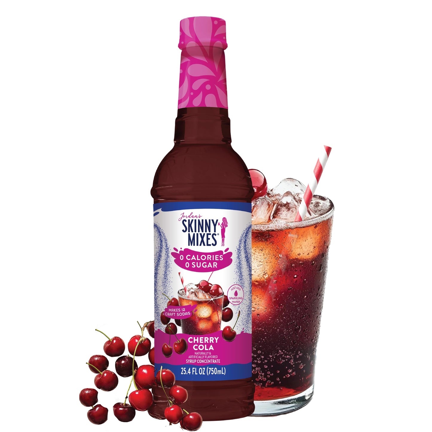 Jordans Skinny Mixes Sugar Free Syrup Cherry Cola Flavor Fruit Flavored Water Enhancer Drink Mix for Iced Tea Lemonade Drinks Low Calorie Water Flavoring Dairy & Gluten Free Kosher 25.4 Fl Oz