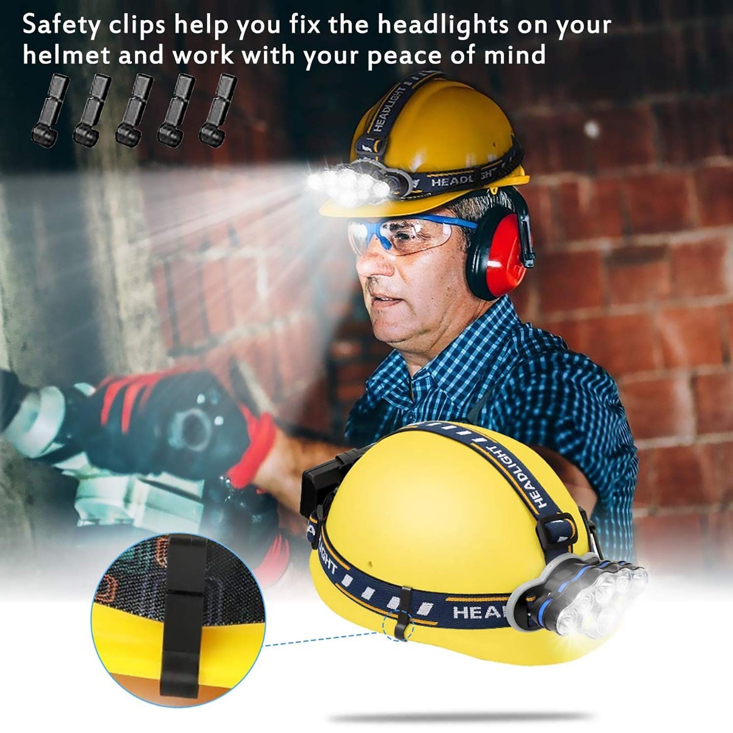 Ochter Rechargeable Headlamp - 18000 Lumen, 8 Led, 8 Modes, Waterproof, Usb, Ideal For Camping, Cycling, Running, Fishing