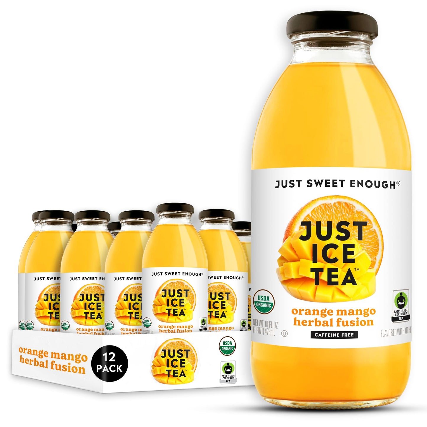Just Ice Tea Organic Orange Mango Herbal Fusion Tea 16 FZ