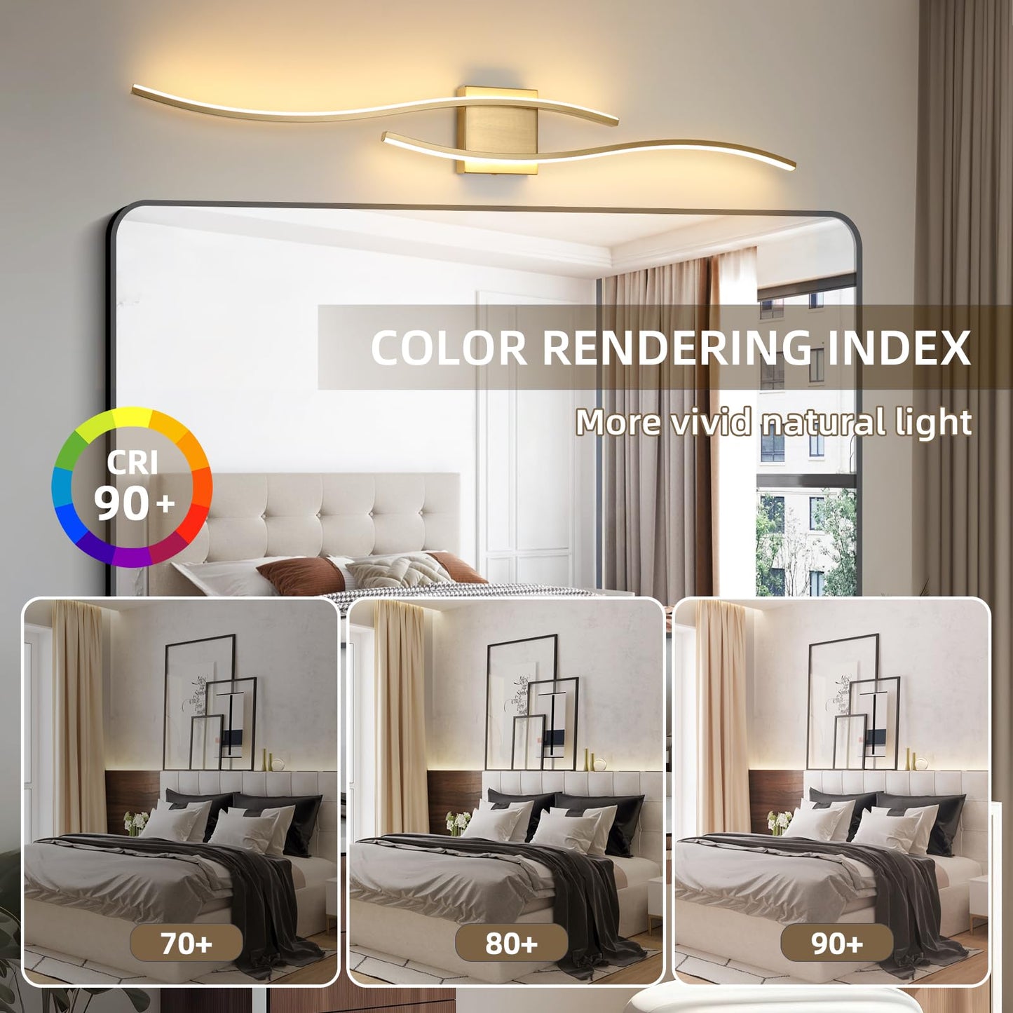 EIDEARAY Modern LED Wall Sconce Set of 2, Dimmable Gold Lighting, Hard Wired, Model WL-CTGD-D2