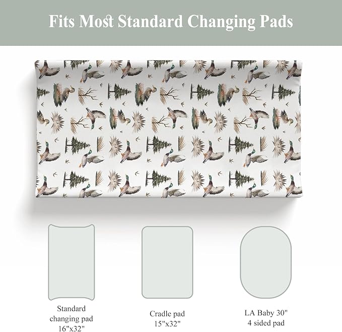 Vintage Mallard Ducks Trees Changing Pad Covers for Baby Girl Boy Duck Hunting Season Fitted Change Table Cover Mats Wild Ducks Animals Soft Diaper Changing Table Sheets 32''×16''