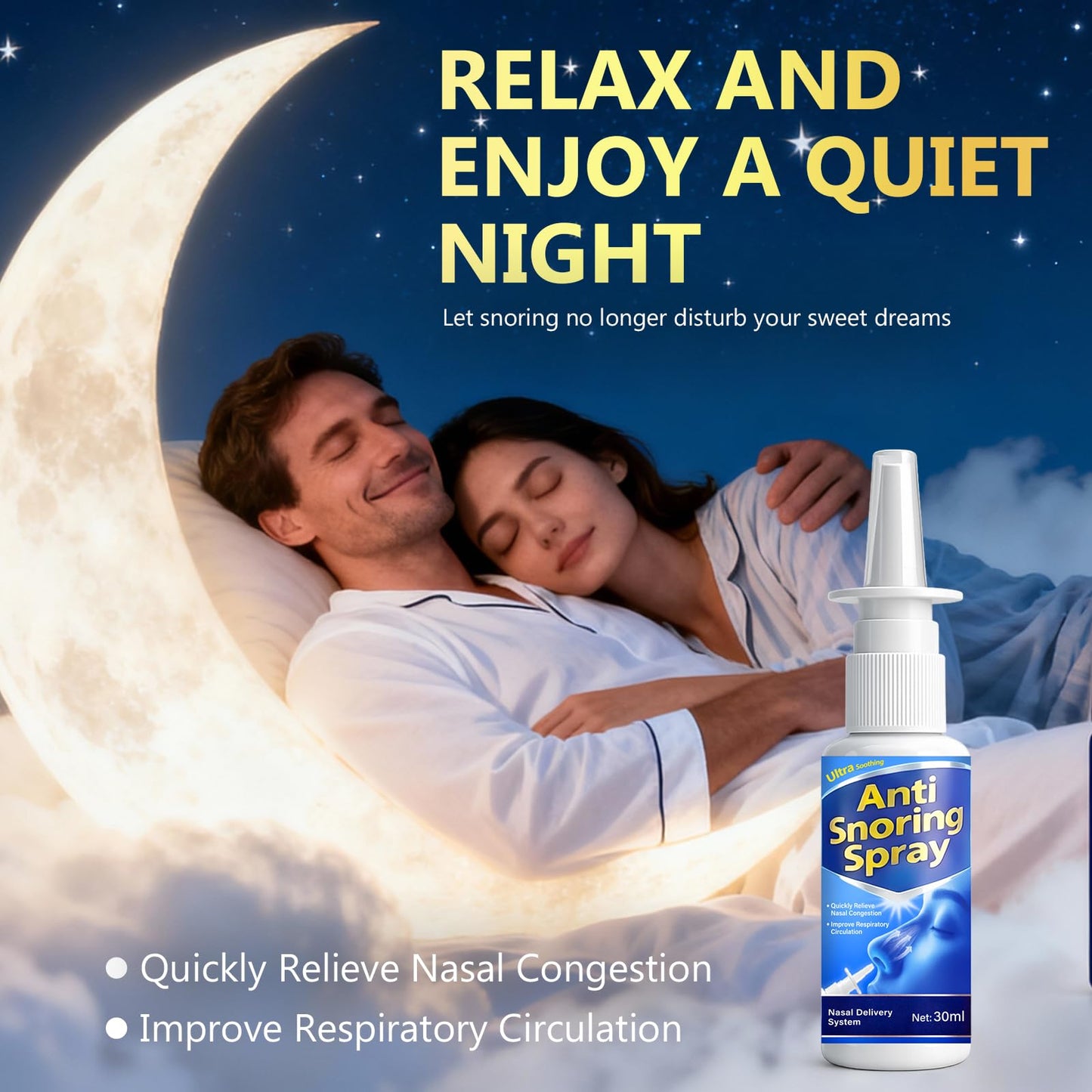 Anti Snoring Spray,Helps Reduce Snoring Sounds for Quiet Sleep,Easy-to-Use Natural Anti Snoring Spray for Adults,30ML