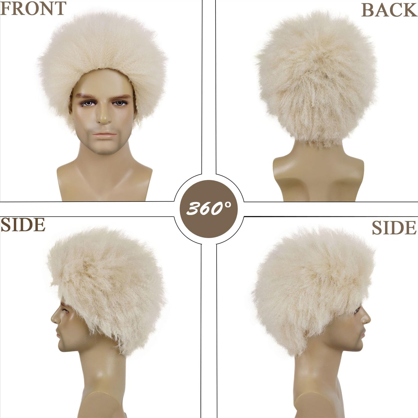 GNIMEIGL Short Light Blonde Wigs for Men Cosplay 50s 60s 70s Halloween Costume for Man Fluffy Synthetic Hair