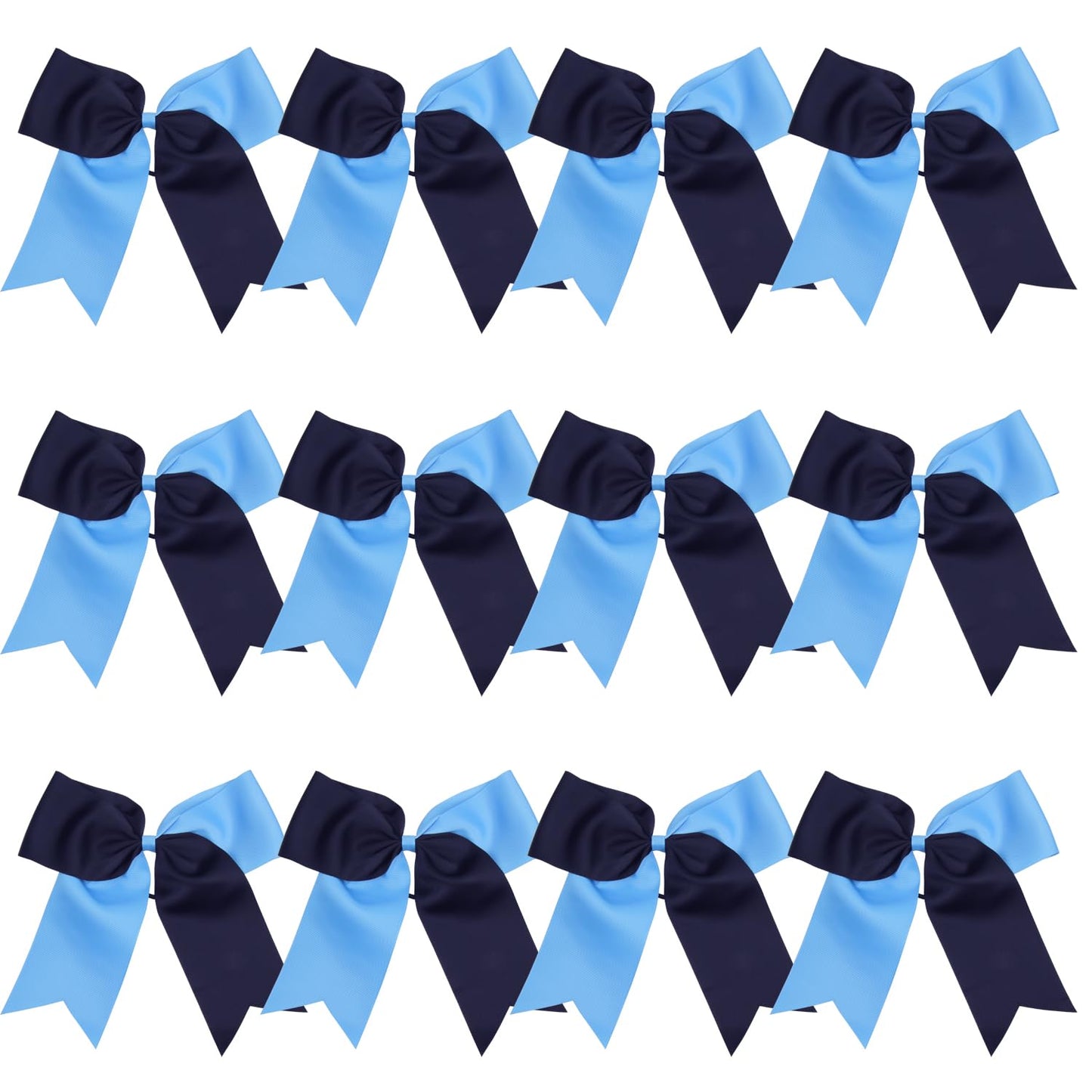 8 Inch 2 Colors Jumbo Cheerleader Bows Ponytail Holder Hair Tie Cheerleading Bows Hair Bow for College (Navy Blue/Columbia Blue)