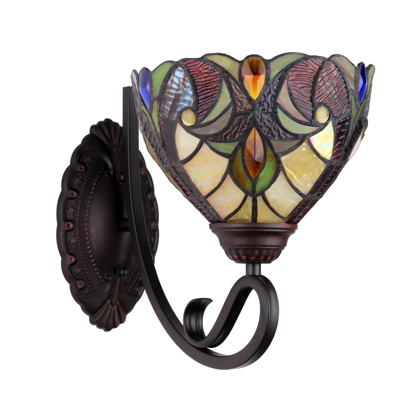 Chloe Lighting Adia Wall Sconce, 1-Light, Dark Bronze Finish, 8in Shade, Multicolor, Model CH38632AV08-WS1