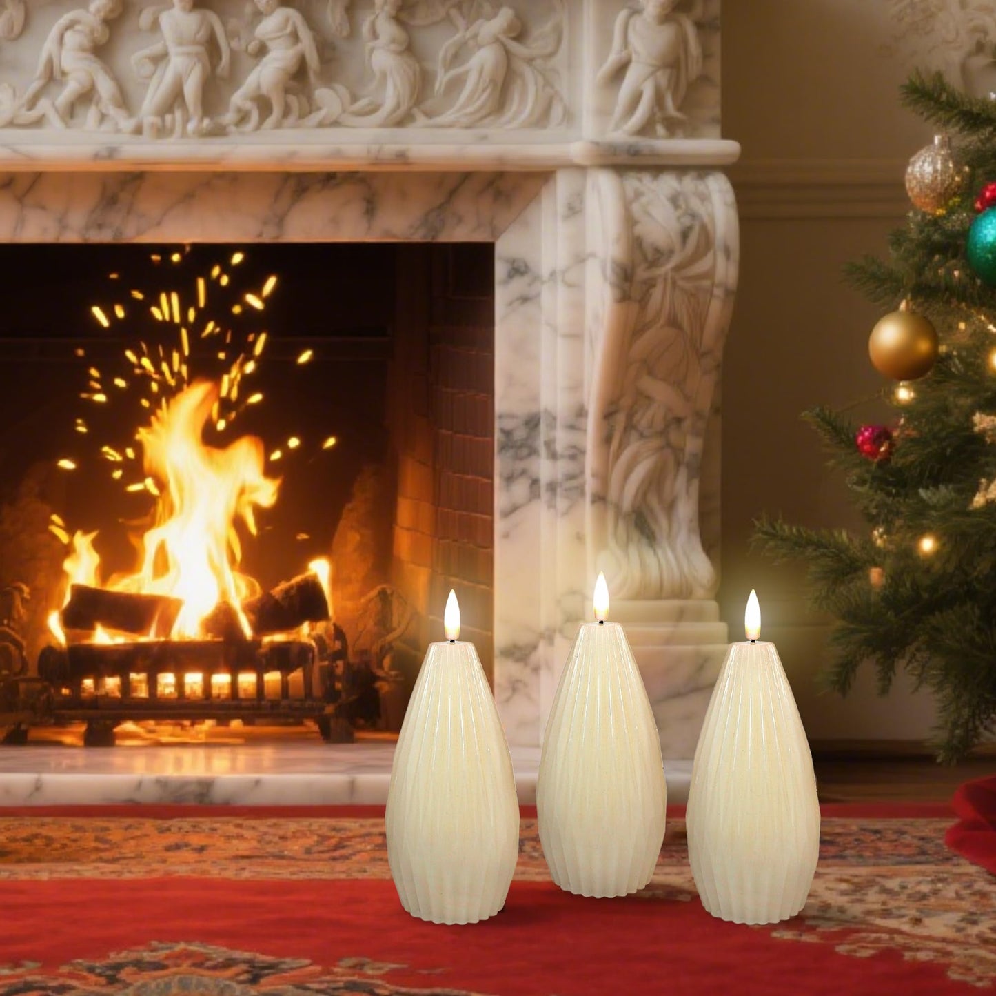 Silverstro Irregular Flameless Candles with Remote Control & Timer Function, Real Wax Flicker Battery Operated Candles for Home Party Wedding Nautical Christmas Ocean Decor - Set of 3(Ivory)