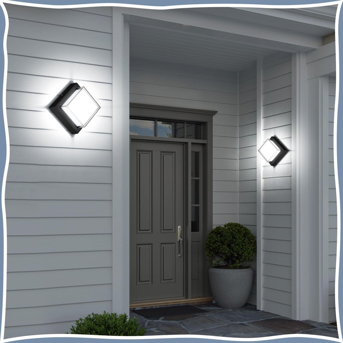 Biritalo Led Porch Lights 12W 6500K Outdoor Wall Lighting Double-Layer Cover Aluminum Exterior Light Fixture Ip65 Waterproof For Patio Stairway Garage Bedroom