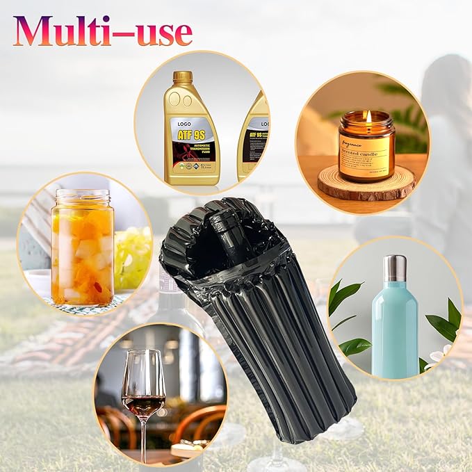 Wine Travel Protector Black Inflatable Wine Shipping Sleeves 40 Packs Reusable Bottle Protector for Luggage with Inflator Pump