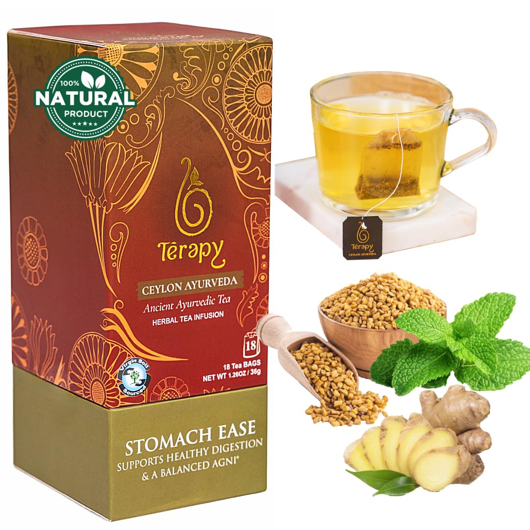 T rapy Ceylon Stomach Ease Herbal Tea Bags | Soothes Stomach & Supports Healthy Digestion | All Natural Ayurvedic Ingredients I