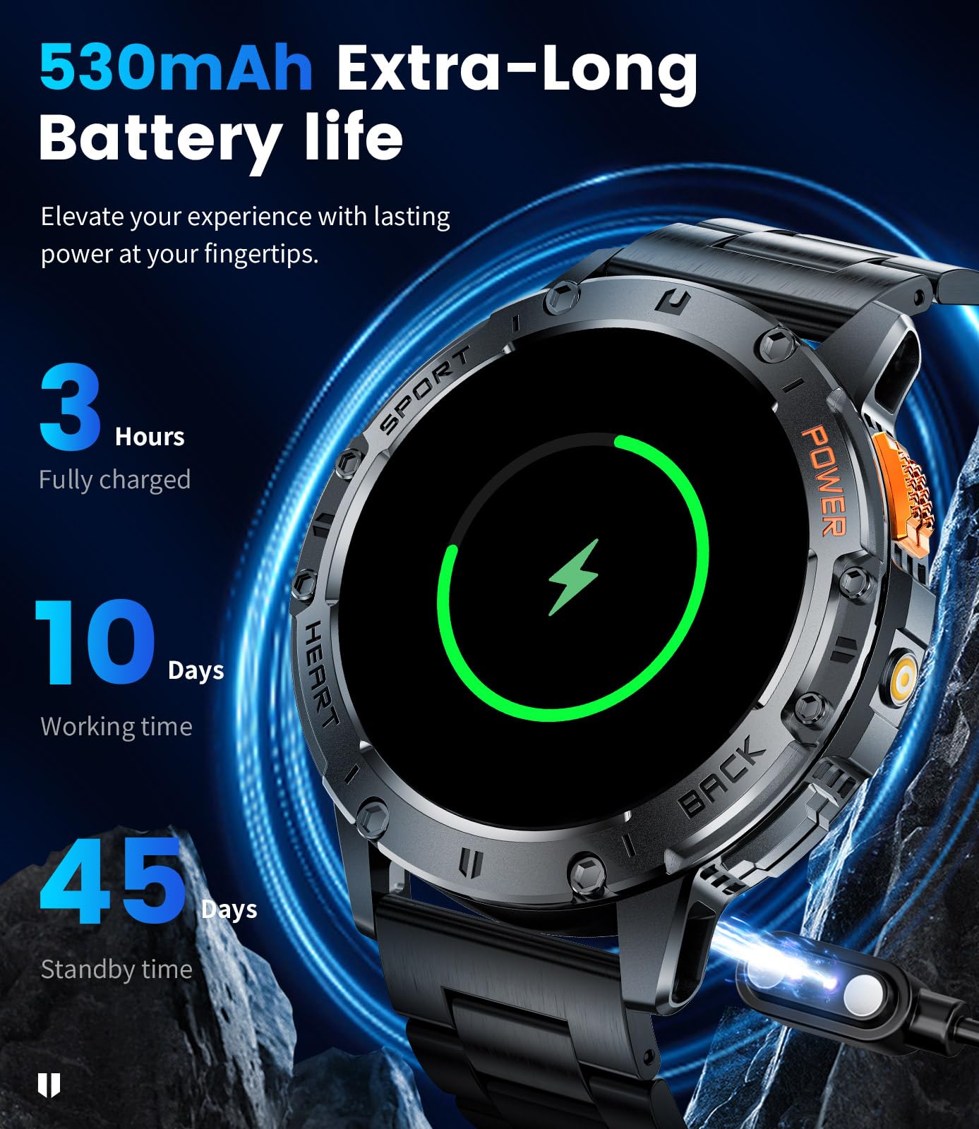 LIGE Military Smart Watches for Men(Answer/Make Call) - 3 Straps,1.43" HD AMOLED Upgraded Outdor 530mAh Sports Smartwatch with Flashlight/Heart Rate/Sleep Monitor/IP68, Fitness Tracker for Android iOS