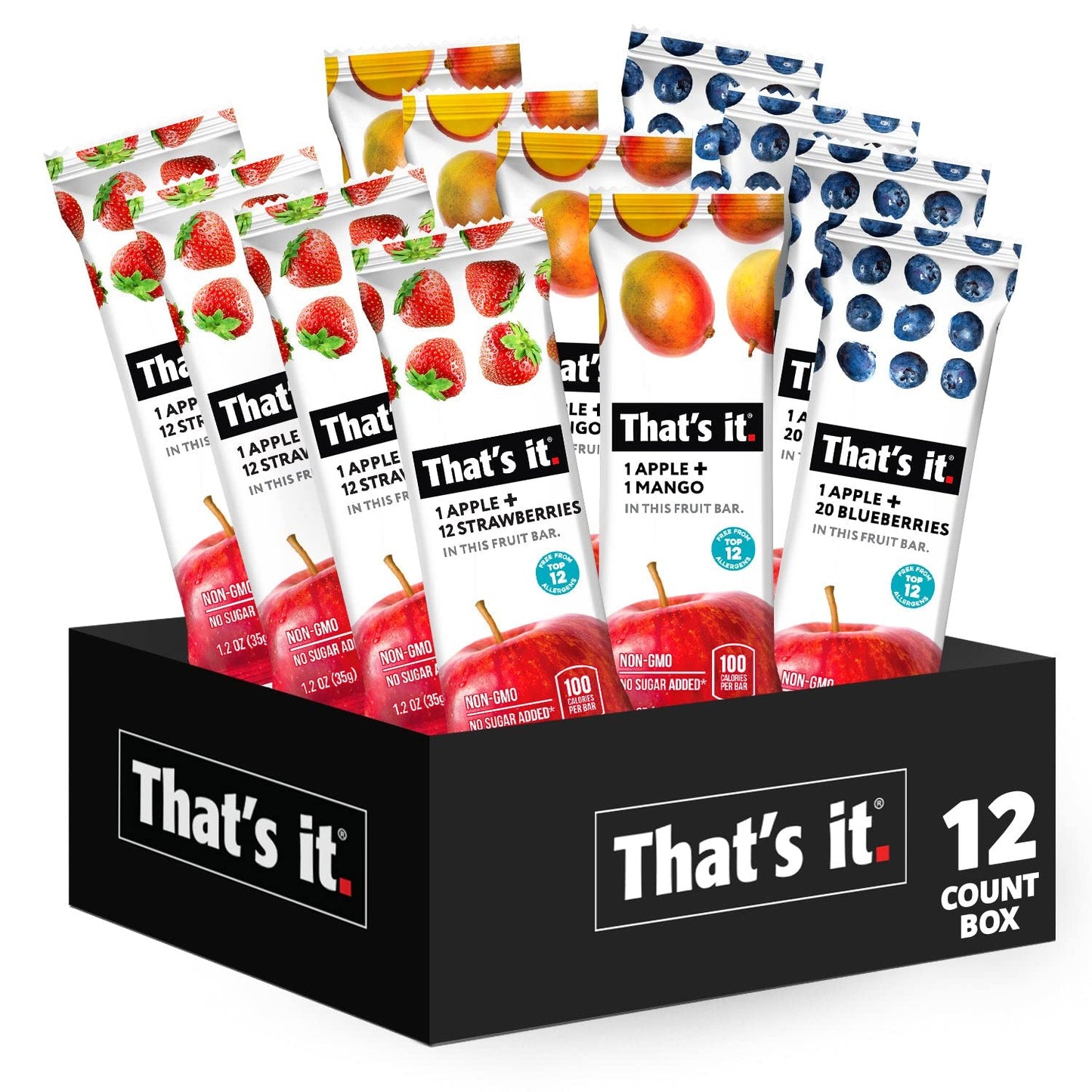 Thats it. Variety Pack 100% Natural Real Fruit Bar, Best High Fiber Vegan, Gluten Free Healthy Snack, Paleo for Children & Adul