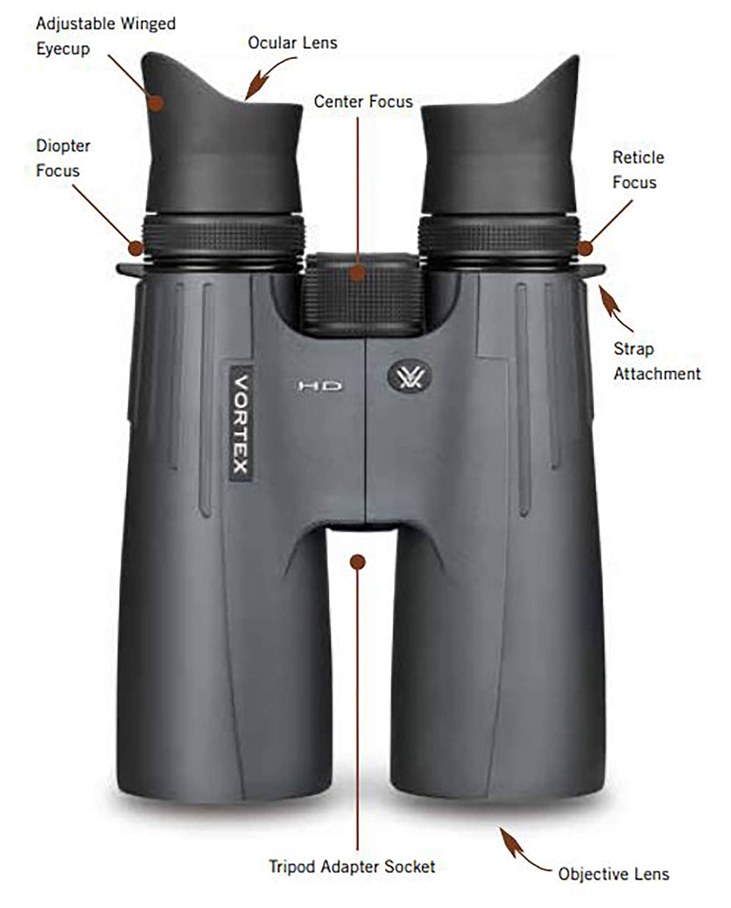 Vortex Optics Ranger HD R/T 10x50 Tactical Binoculars - Black, Rubber, Model RGR-303