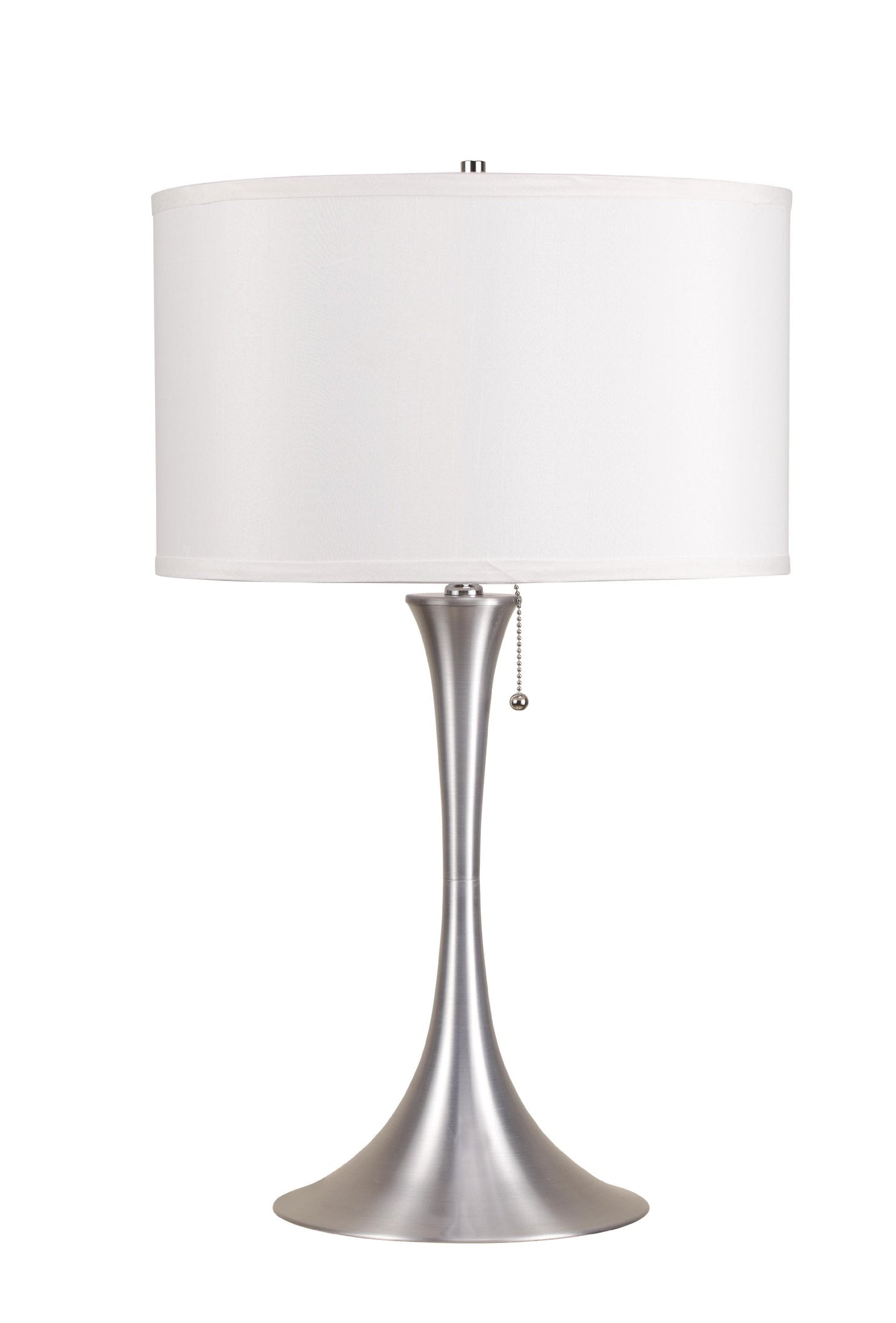 Ore International 6272 Retro Table Lamp, 27-Inch, Brushed Silver, Metal and Textile Design