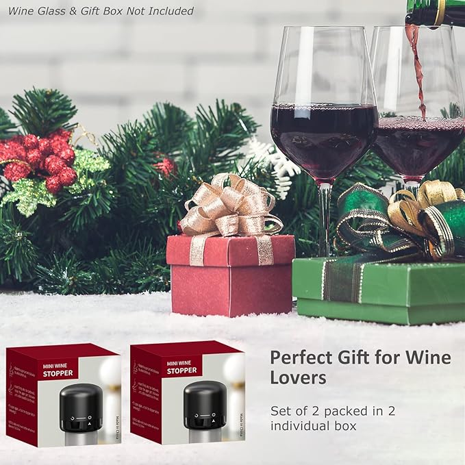 Wine Bottle Stopper With Twist Lock 2Pack,Wine Stopper With Silicone Reusable Wine Sealer, Wine Toppers Stopper Leak Proof And Keeps Wine Fresh For Easy Storage, Black